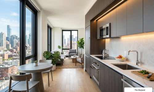 luxury studio kitchen with integrated appliances