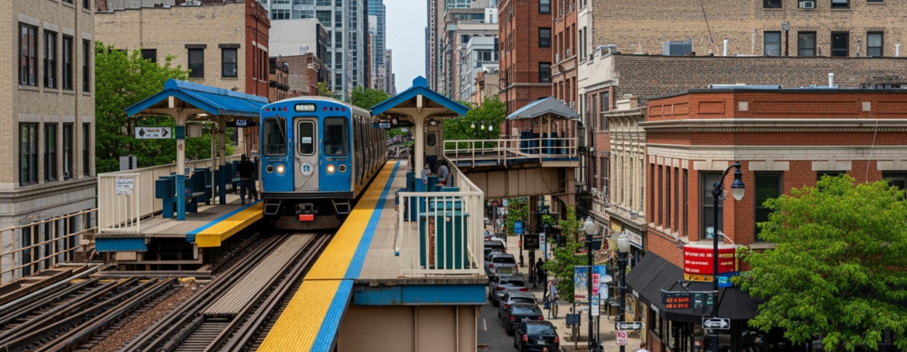 wicker park blue line Chicago urban transit - wicker park blue line