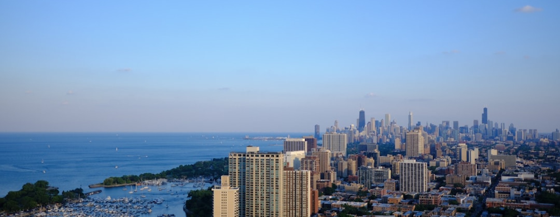 Chicago skyline and Lake Michigan - apartments for rent chicago