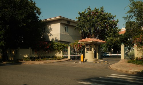 apartments gated community entrance with security gates
